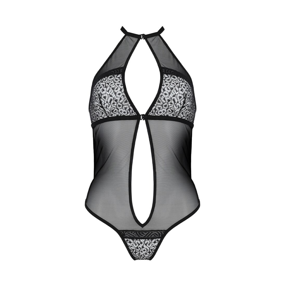 Сетчатое боди с кружевом на груди Passion SATARA BODY S/M black