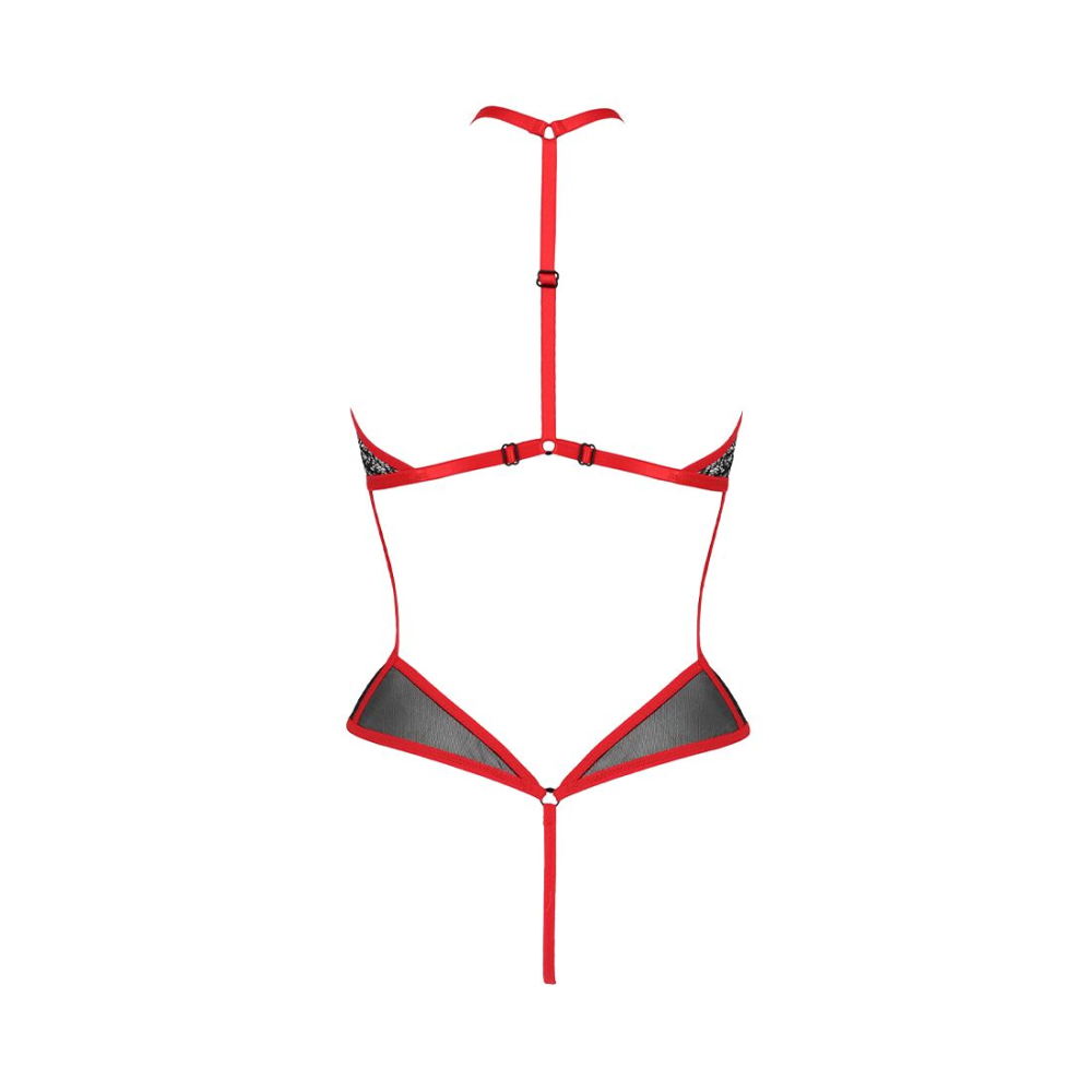 Сетчатое боди с кружевом на груди Passion SATARA BODY XXL/XXXL red