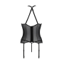 Корсет с пажами Passion SATARA CORSET XXL/XXXL black, стринги, кружево, застежки спереди и сзади
