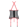 Корсет с пажами PassionSATARA CORSET L/XL red, стринги, кружево, застежки спереди и сзади