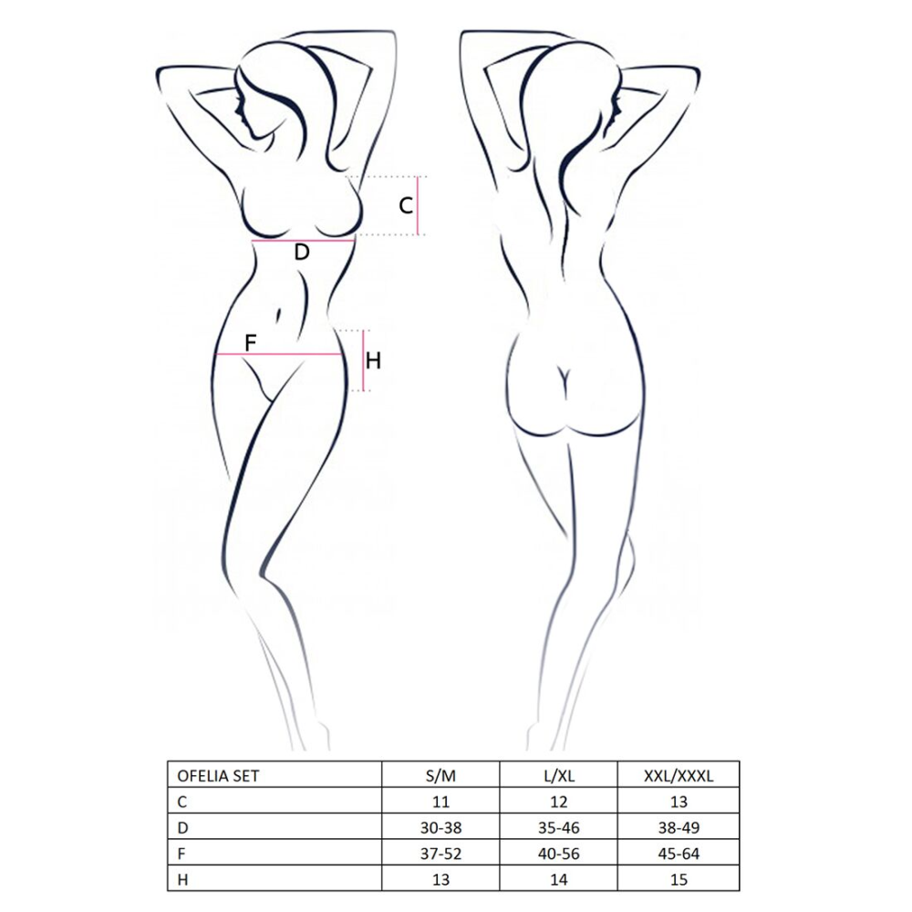Комплект белья Passion OFELIA SET OpenBra XXL/XXXL, white, стринги, открытый лиф, широкий пояс