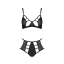 Комплект белья Passion TASMINA SET XXL/XXXL black, лиф, высокие трусики с корсетом сзади