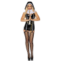 Виниловый костюм монашки Leg Avenue Sinful Sister XL, комбинезон, воротник, пояс, головной убор