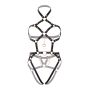 Портупея-тедди из экокожи Leg Avenue Heart ring harness teddy L Black, подвеска-сердечко, цепи