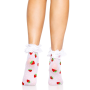 Носки женские с клубничным принтом Leg Avenue Strawberry ruffle top anklets One size, кружевные манж