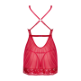 Прозрачная сорочка бэби-долл Obsessive Lacelove babydoll & thong M/L Red, кружево, стринги