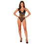 Прозрачное боди Obsessive Selinne teddy XS/S Black, мелкая сетка, двойные бретели
