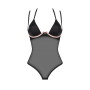 Прозрачное боди Obsessive Selinne teddy M/L Black, мелкая сетка, двойные бретели