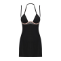 Сорочка Obsessive Selinne chemise & thong M/L Black, стринги, двойные бретели