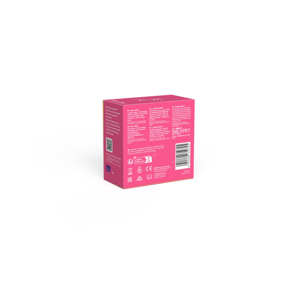 Смарт-вибратор для пар We-Vibe Sync Lite Pink, 10 виброрежимов, можно совмещать с проникающим сексом