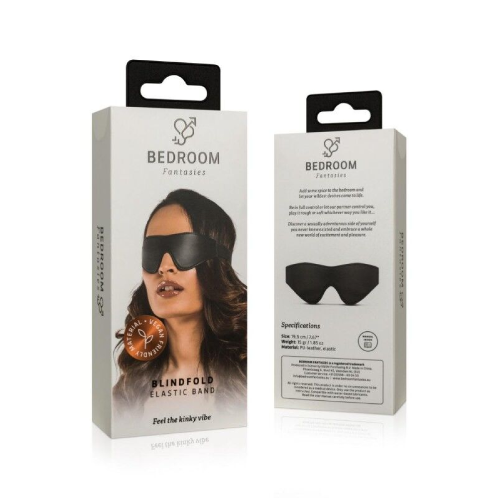 Маска Bedroom Fantasies: Faux Leather Blindfold, черная