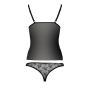 Комплект белья Passion MELISSA SET XXL/XXXL, black, лиф-сорочка со шнуровкой и трусики