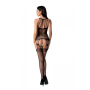 Бодистокинг с множеством бретелей Passion BS095 One Size, black, имитация пояса и чулок, с доступом