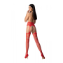 Эротические колготки-бодистокинг с плетением на бедрах Passion S030 One Size, red, цветочный узор