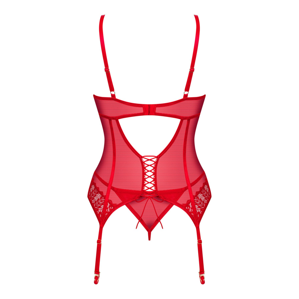Комплект корсет и стринги Obsessive Ingridia corset & thong XL/2XL, красный