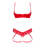 Комплект Obsessive Ingridia 2-pcs crotchless set XS/S, красный, с доступом, открытая грудь