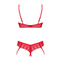 Комплект Obsessive Ingridia 2-pcs crotchless set XS/S, красный, с доступом, открытая грудь