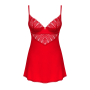 Пеньюар Obsessive Ingridia chemise & thong XL/2XL, красный, сорочка, стринги