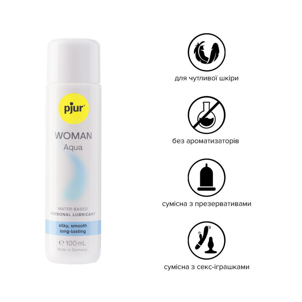 Лубрикант на водной основе pjur Woman Aqua 100 мл для интенсивного скольжения, увлажнение и уход