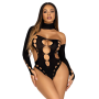 Бесшовное боди на одно плечо Leg Avenue Seamless thong back bodysuit, One Size, черное