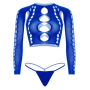 Комплект Leg Avenue Long sleeve crop top & string Royal Blue One Size, топ, стринги