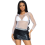 Сетчатый топ Leg Avenue Long Sleeves T-Shirts White, One Size