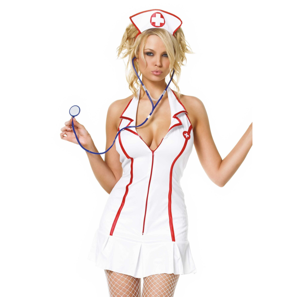 Эротический костюм медсестры Leg Avenue Head Nurse S/M, платье, аксессуар на голову, стетоскоп