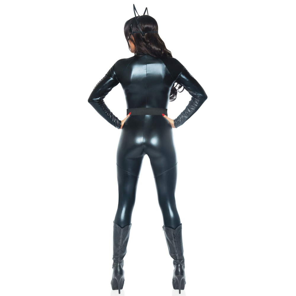Эротический костюм супергероя-кошечки Leg Avenue Wicked Kitty L, комбинезон, пояс, маска, ушки