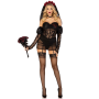 Эротический костюм черной невесты Leg Avenue Heartbreak Bride XS, боди, рукава, вуаль, чокер