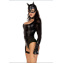 Эротический костюм кошечки Leg Avenue Fierce Feline S, боди, пояс с подвязкой, маска кошки