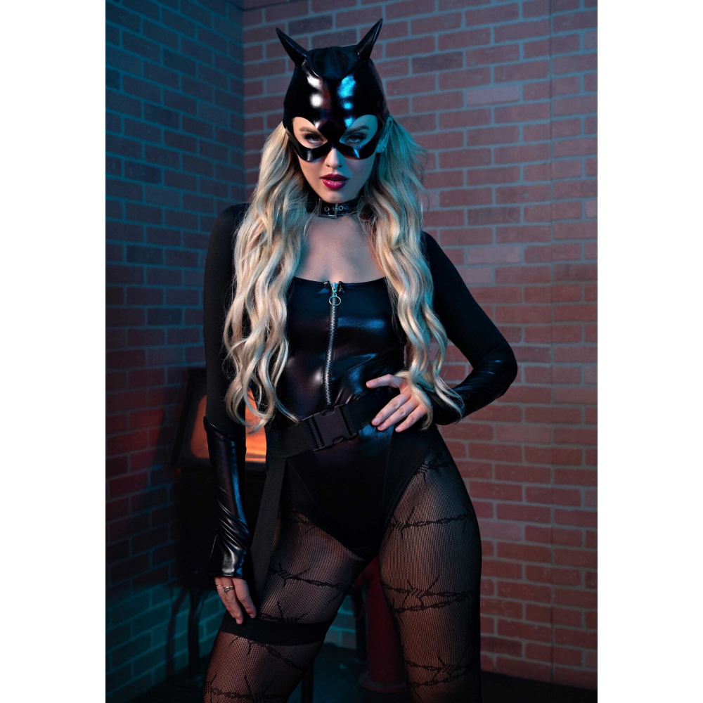 Эротический костюм кошечки Leg Avenue Fierce Feline L, боди, пояс с подвязкой, маска кошки
