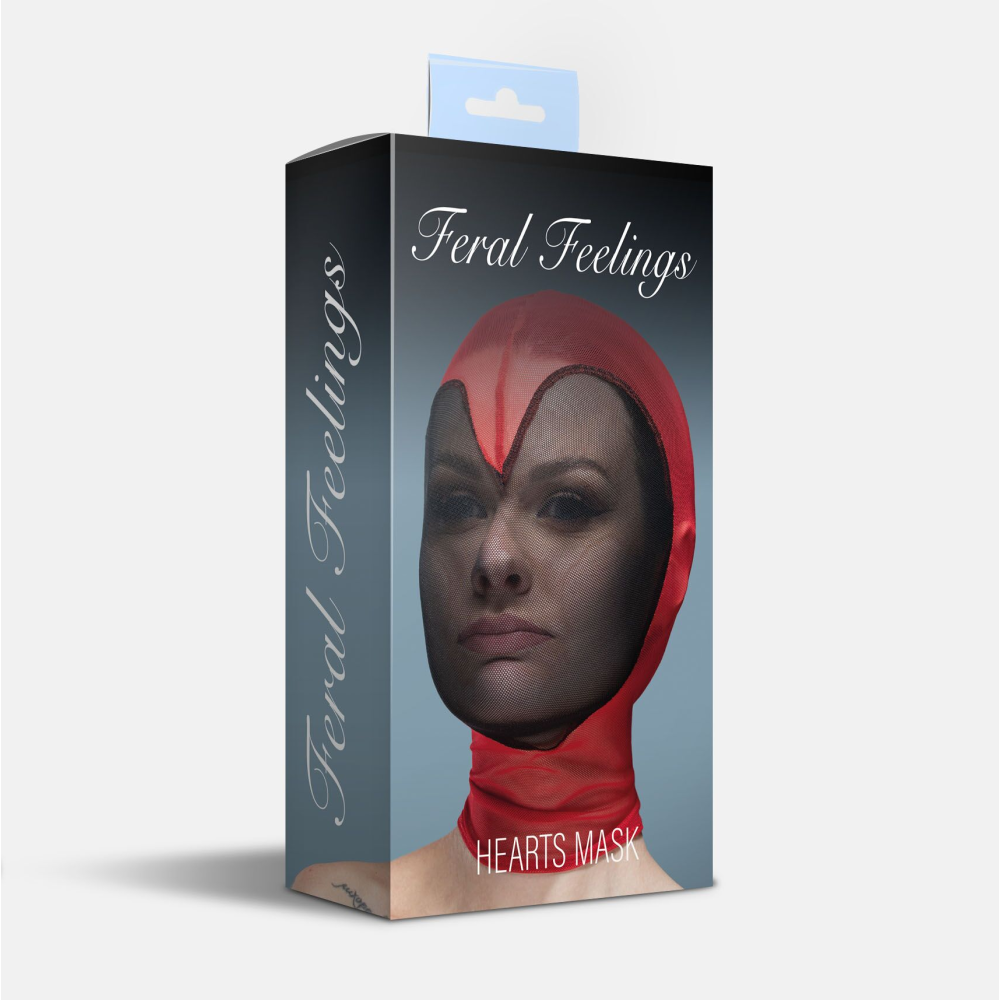 Маска сердце сетка с полностью закрытым лицом  Feral Feelings - Hearts Mask Red/Black