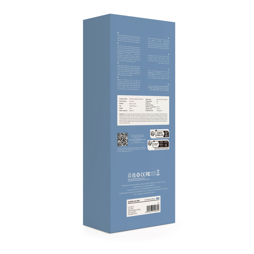 Смарт-вибратор с пульсацией Svakom Ava Neo, Cornflower Blue, 15 режимов работы, водонепроницаемый
