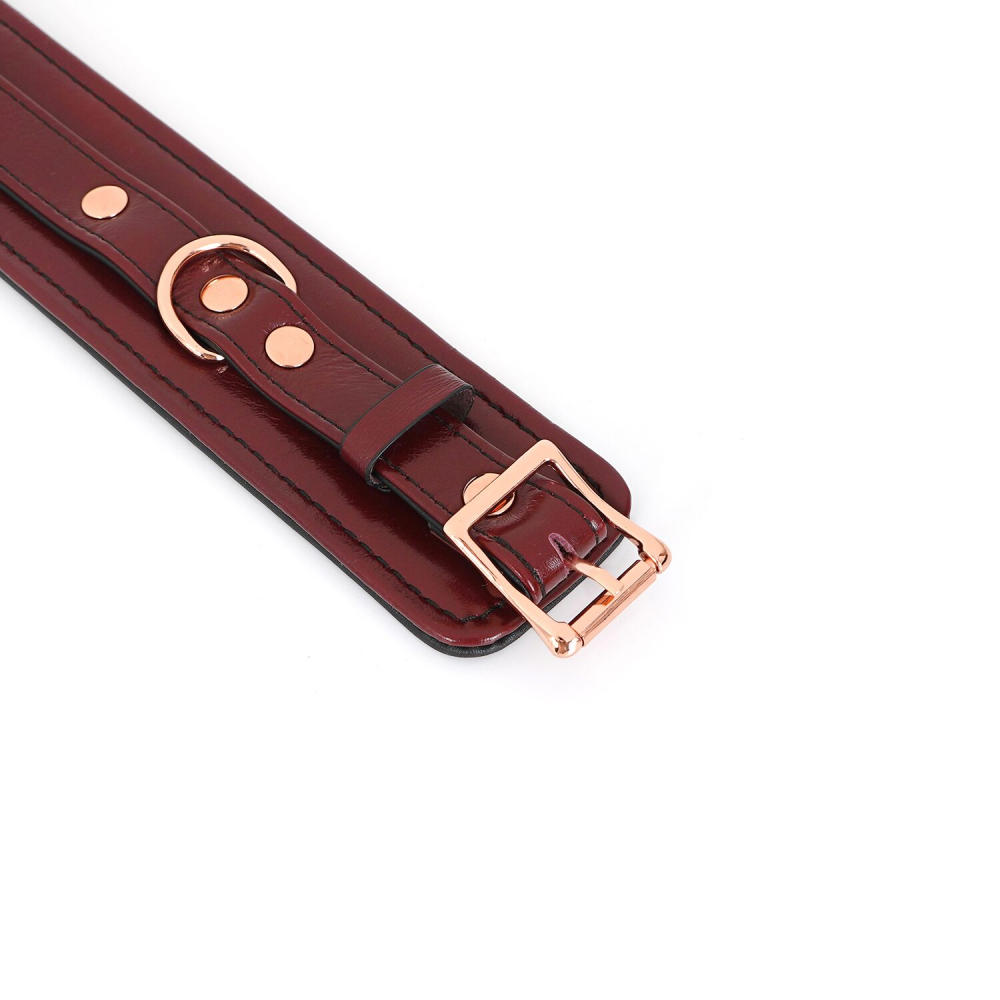 Кожаные наручники Liebe Seele Wine Red Wrist Cuffs, съемная цепочка-крепление