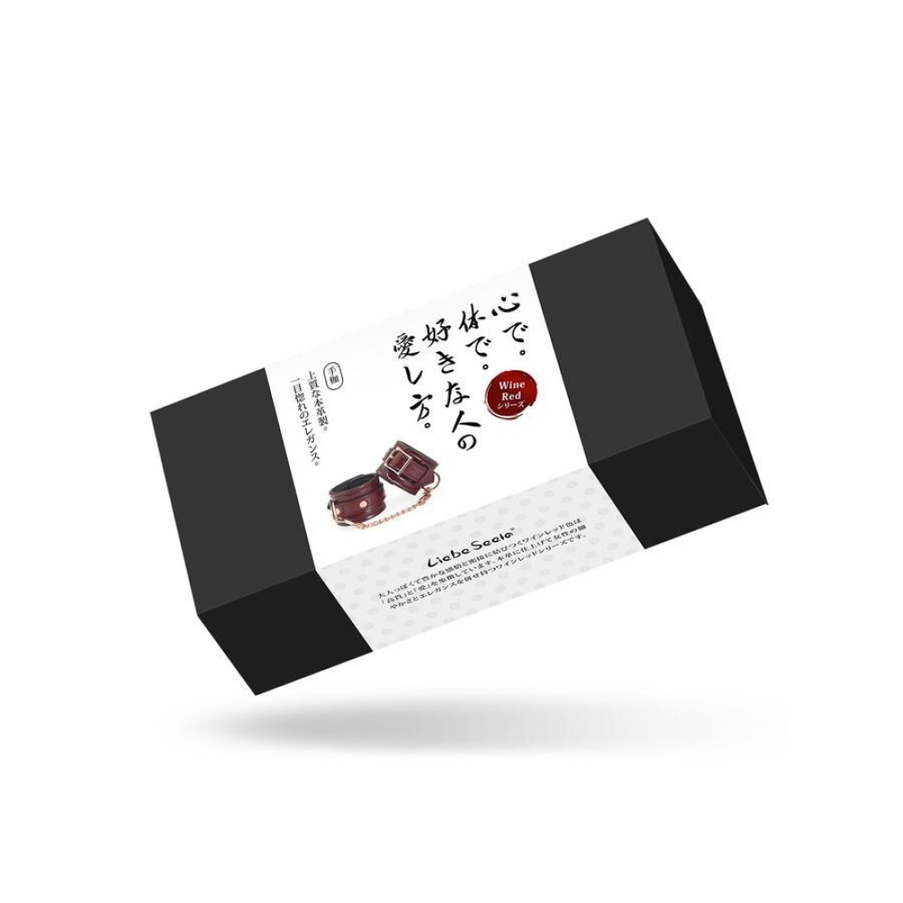 Кожаные наручники Liebe Seele Wine Red Wrist Cuffs, съемная цепочка-крепление