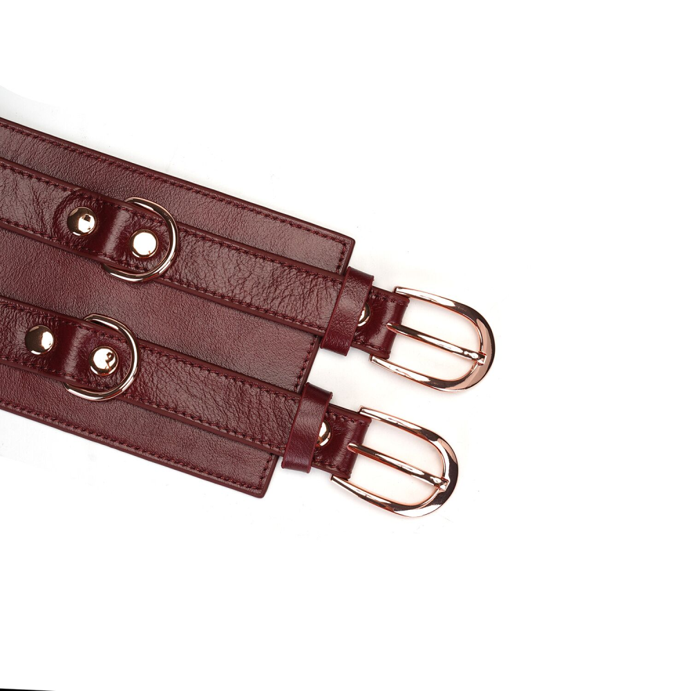 Кожаный пояс для бондажа Liebe Seele Wine Red Waist Cuff, M Size