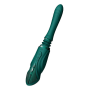 Компактная смарт секс-машина Zalo – Sesh Turquoise Green, 2 насадки, пульт ДУ, кристалл Swarovski