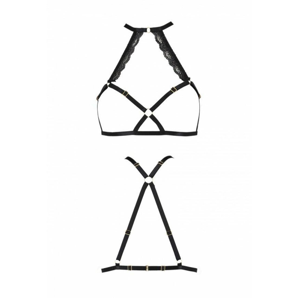 Портупея из стреп с кружевом Passion Exclusive LORRY BRA S/M, black
