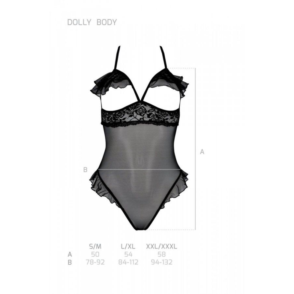 Эротическое боди Passion DOLLY BODY, L/XL, black, с открытыми чашками