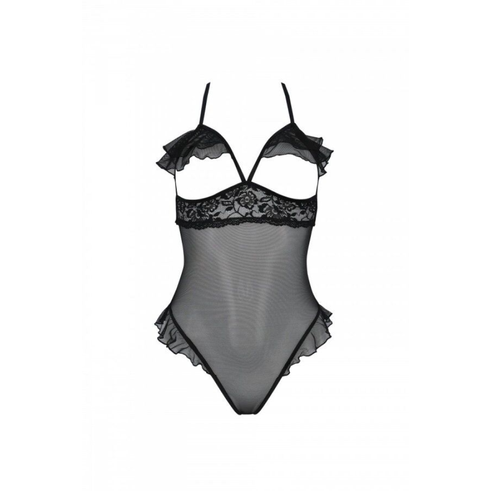 Эротическое боди Passion DOLLY BODY, S/M, black, с открытыми чашками