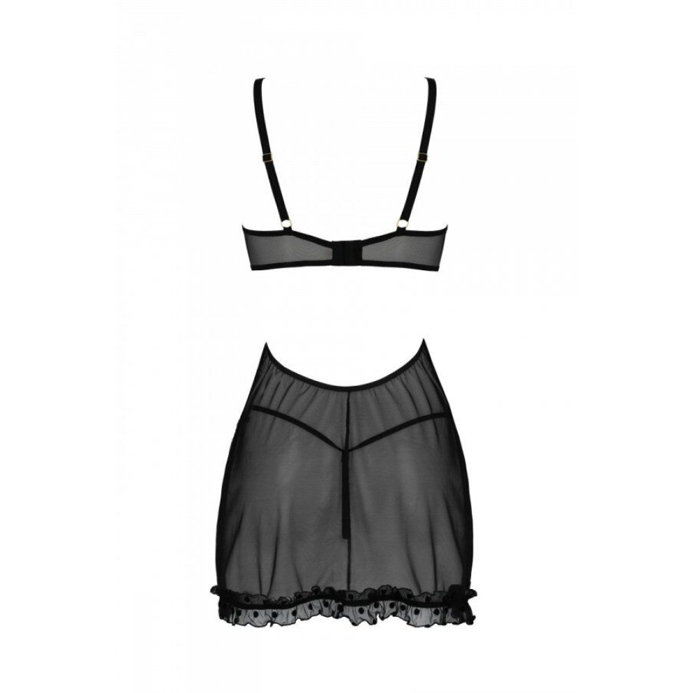Эротический пеньюар Passion MARINA CHEMISE, XXL/XXXL, black