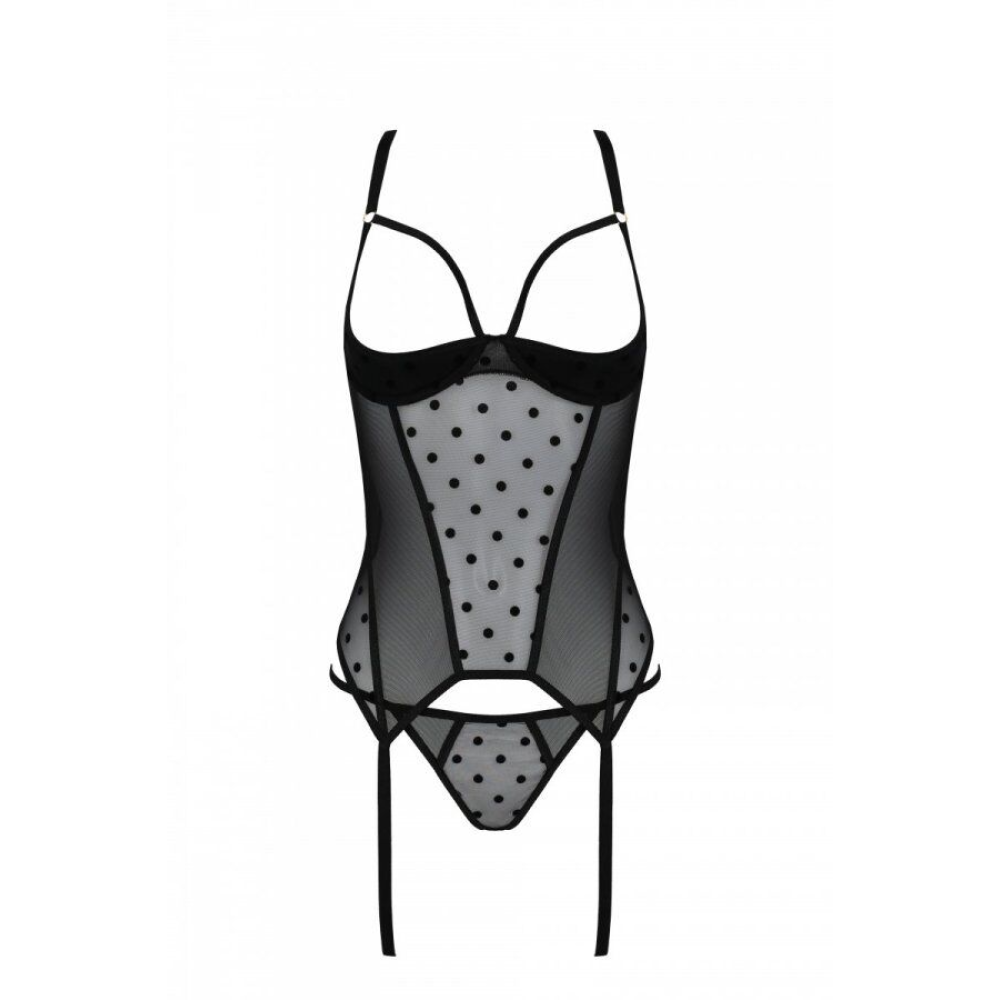 Корсет Passion MARINA CORSET, S/M, black, с открытыми чашками