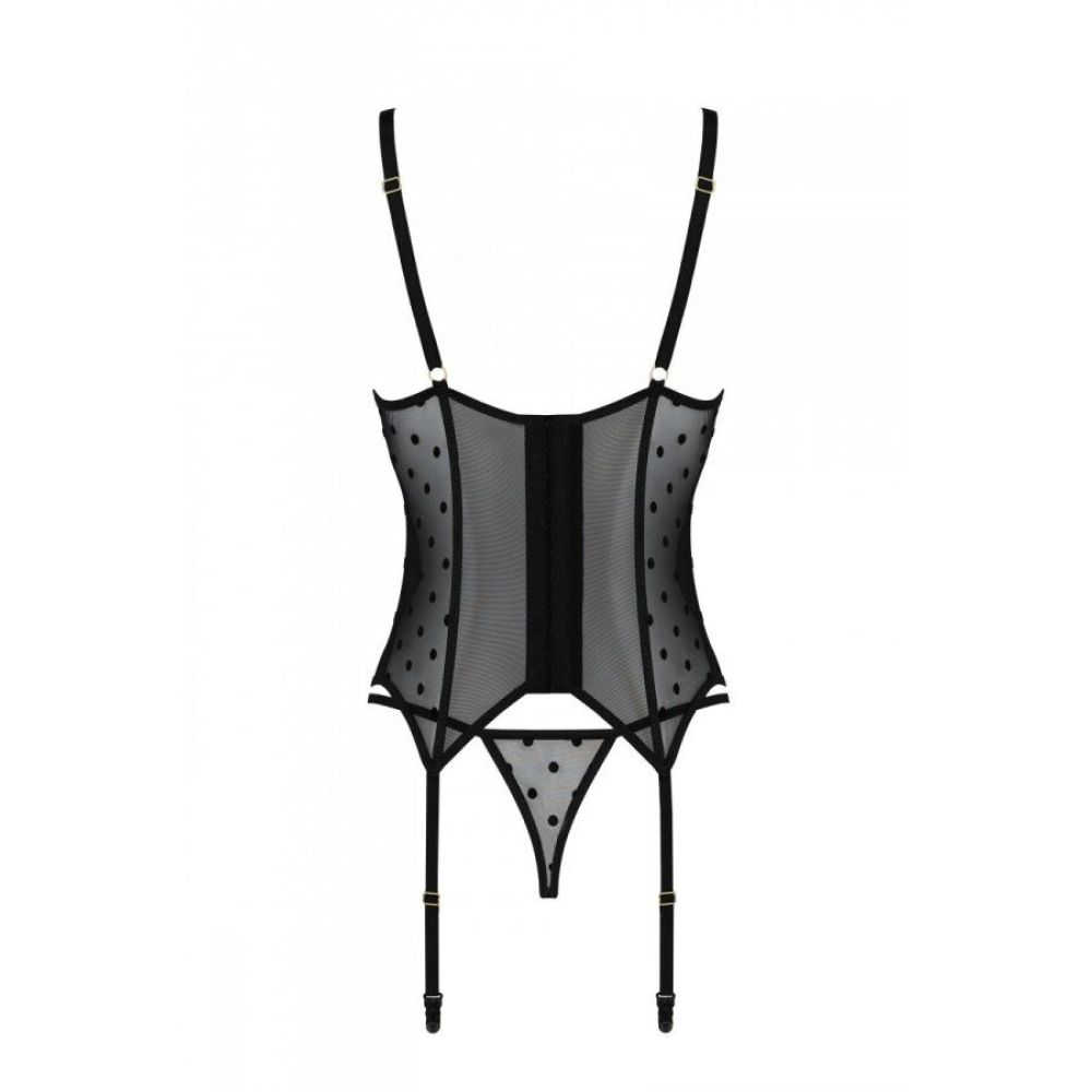 Корсет Passion MARINA CORSET, S/M, black, с открытыми чашками