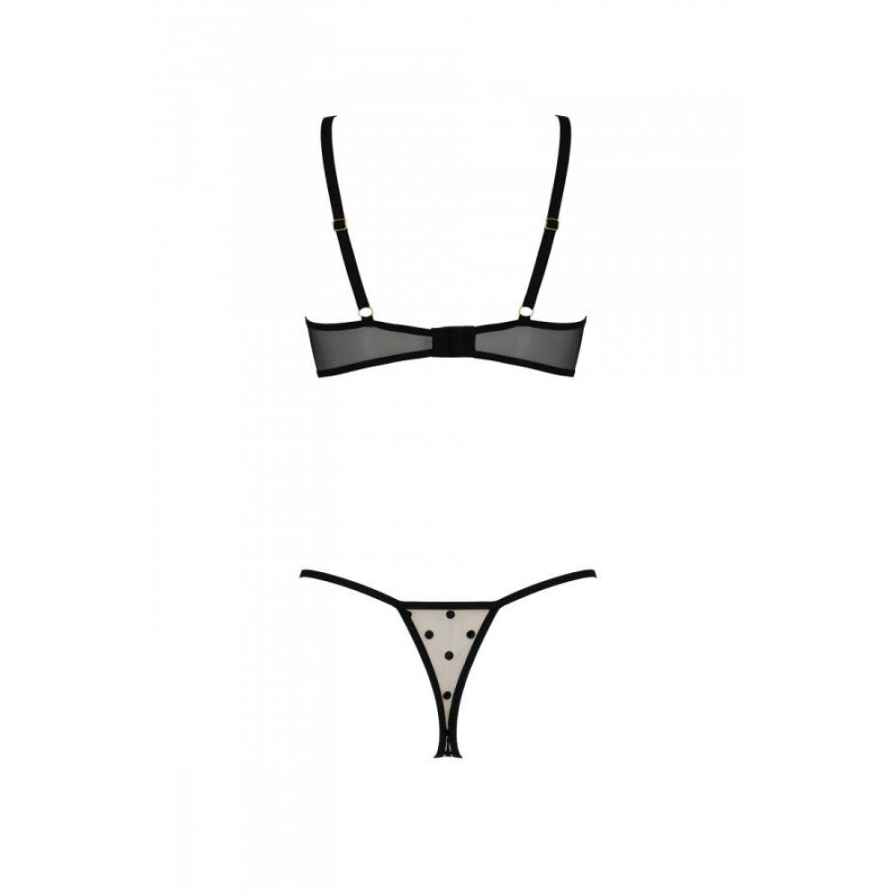 Эротический комплект Passion MARINA SET WITH OPEN BRA, S/M, beige, открытые чашки