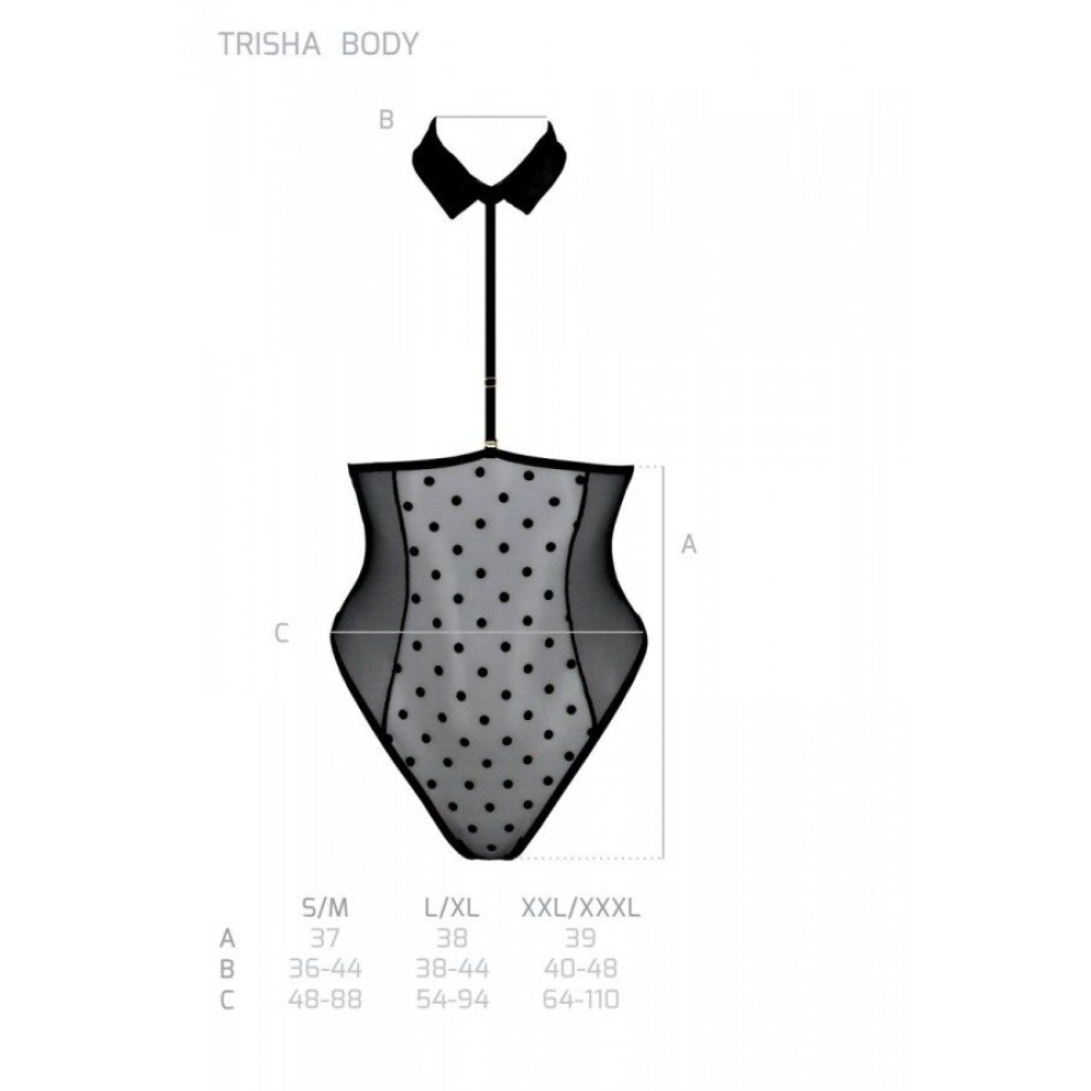 Эротическое боди Passion TRISHA BODY, XXL/XXXL, black, с открытыми чашками