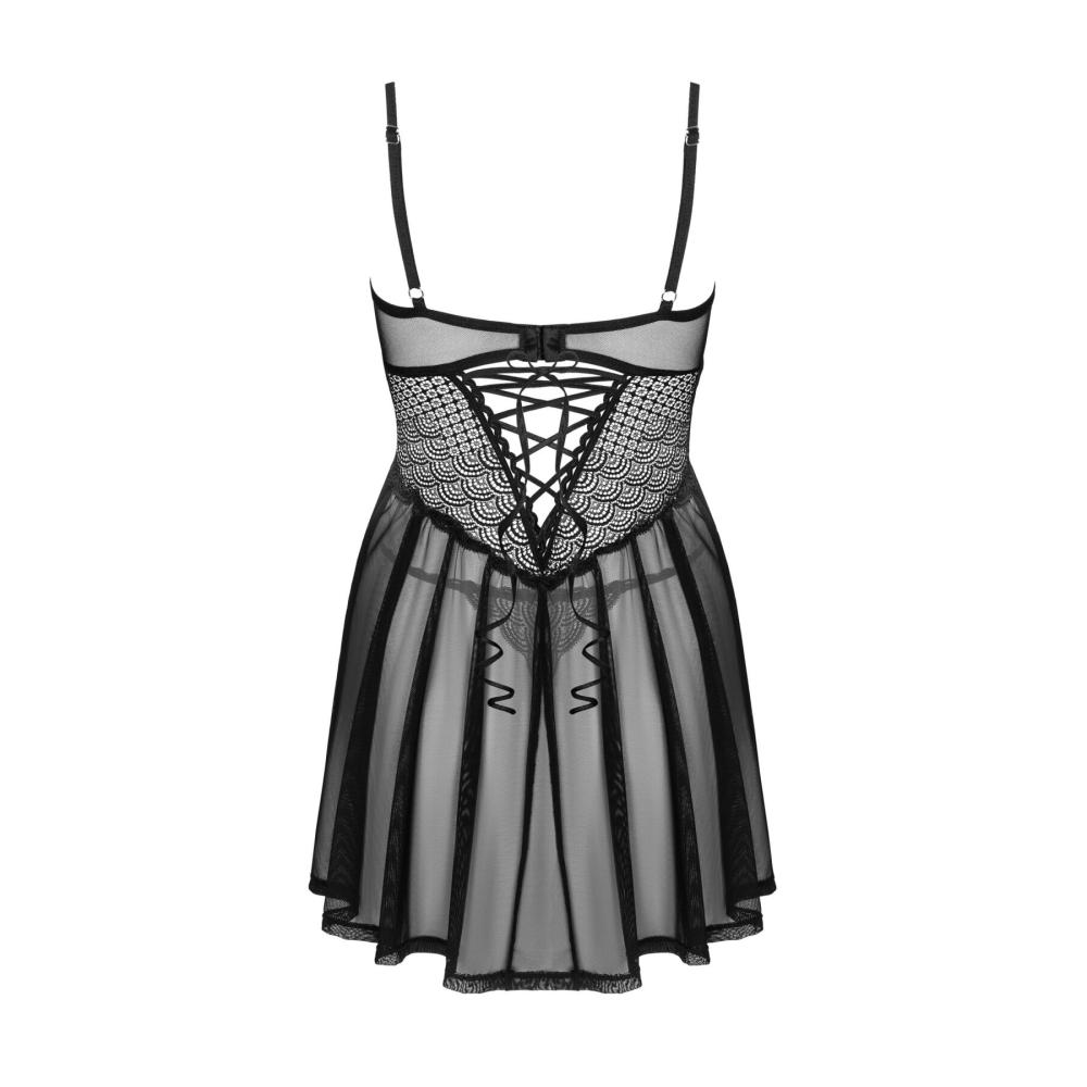 Эротический комплект Obsessive Chemeris babydoll & thong M/L, пеньюар и стринги