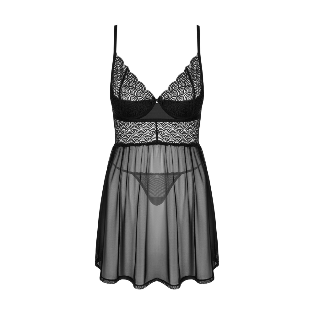 Эротический комплект Obsessive Chemeris babydoll & thong XL/2XL, пеньюар и стринги