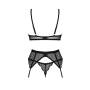 Комплект Obsessive Chemeris 3-pcs set XS/S, стринги, пояс для чулок, бюстгальтер
