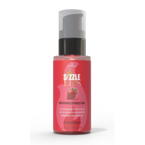 Согревающий массажный гель Sensuva Sizzle Lips Strawberry (59 мл), без сахара, съедобный