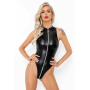 (SALE) Боди Noir Handmade F294 Powerwetlook bodysuit with front zipper - S